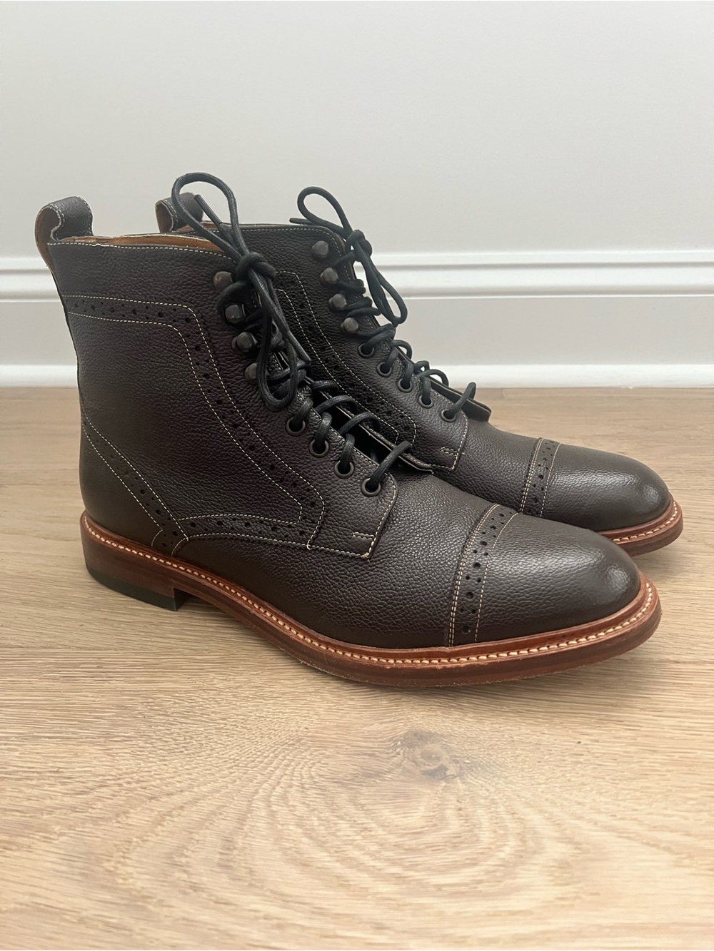 Stacy Adams Madison Boot Pebble Grain Brown Leather Men’s Size 12D